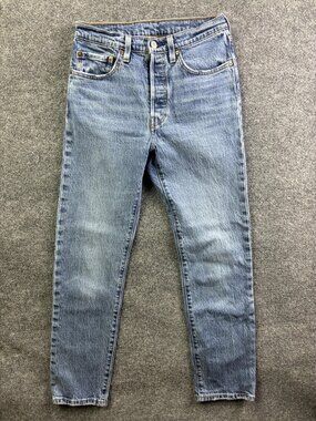 Levis 501 Straight Jeans Womens 26x30 Medium Blue High Rise Button Fly Denim